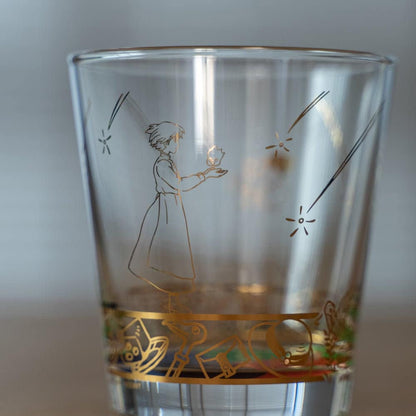 Official Ghibli Howls Moving Castle Golden Glass/Cup with Howl, Sophie, Calcifer - Kamaji Market