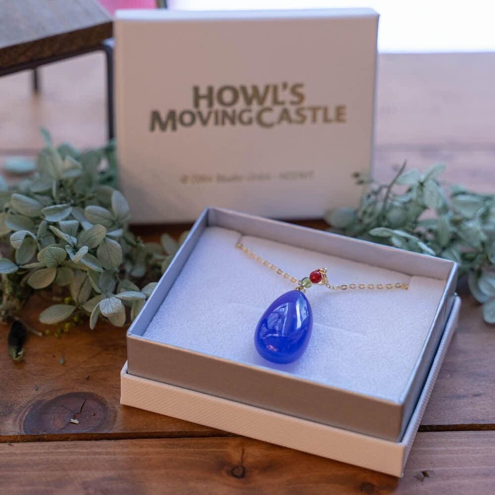Official Ghibli Howls Moving Castle Necklace Blue Agate/Silver • Japanese Anime Jewelry - Kamaji Market
