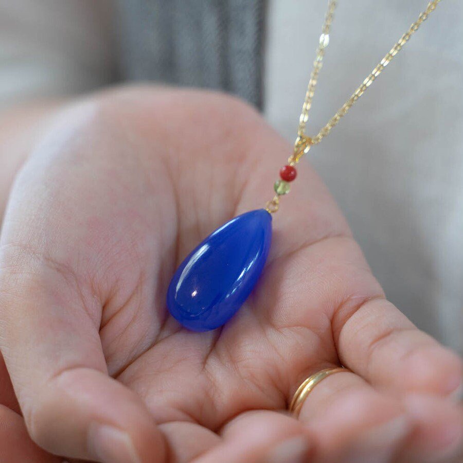 Official Ghibli Howls Moving Castle Necklace Blue Agate/Silver • Japanese Anime Jewelry - Kamaji Market