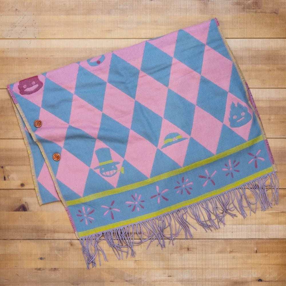 Official Ghibli Howls Moving Castle Shawl • Jacquard Stole with Calcifer - Kamaji Market