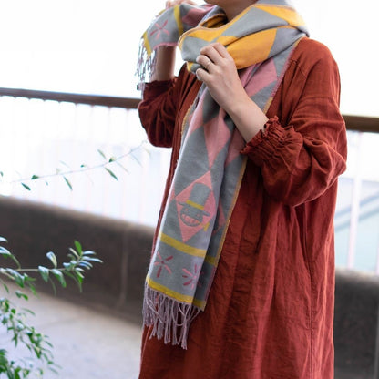 Official Ghibli Howls Moving Castle Shawl • Jacquard Stole with Calcifer - Kamaji Market
