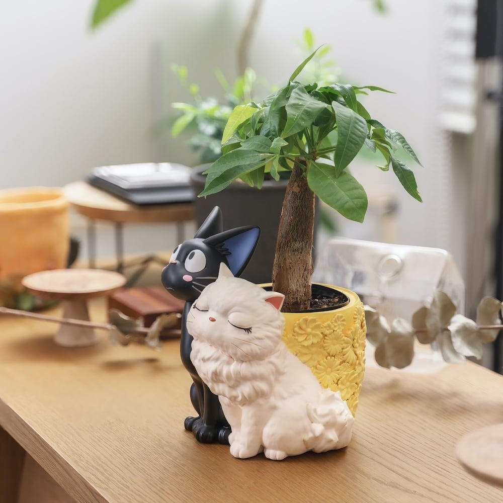 Official Ghibli Jiji and Lily Planter Cover/Diorama • Kikis Delivery Service Pot/Vase/Holder/Home Interior Decor - Kamaji Market