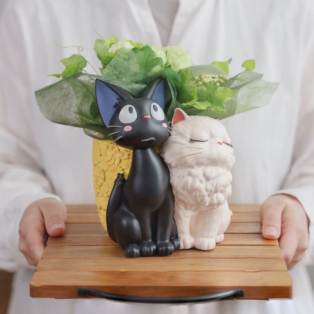 Official Ghibli Jiji and Lily Planter Cover/Diorama • Kikis Delivery Service Pot/Vase/Holder/Home Interior Decor - Kamaji Market