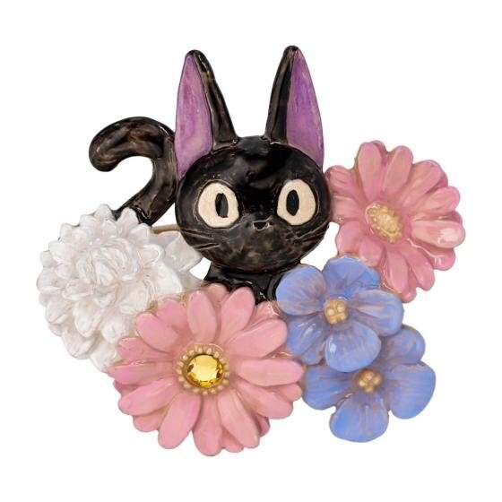 Official Ghibli Jiji Handmade Brooch • Kikis Delivery Service • Gigi and Gerbera Pin/Badge • Japanese Jewelry Gift - Kamaji Market