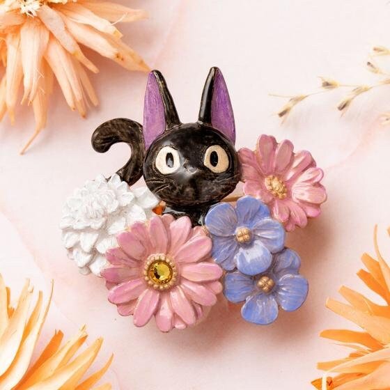 Official Ghibli Jiji Handmade Brooch • Kikis Delivery Service • Gigi and Gerbera Pin/Badge • Japanese Jewelry Gift - Kamaji Market