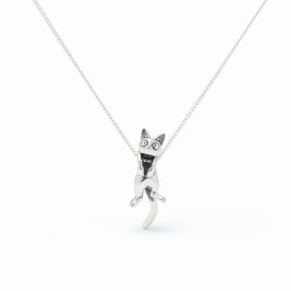 Official Ghibli Jiji Silver Necklace • Kikis Delivery Service Pendant with Chain • Japanese Anime Jewelry - Kamaji Market