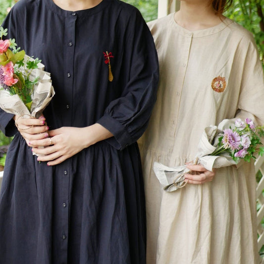 Official Ghibli Kiki Dress Cotton - Hemp • Kikis Delivery Service Clothes/Frock/Robe/Dressing Gown • Jiji Witch Anime - Kamaji Market