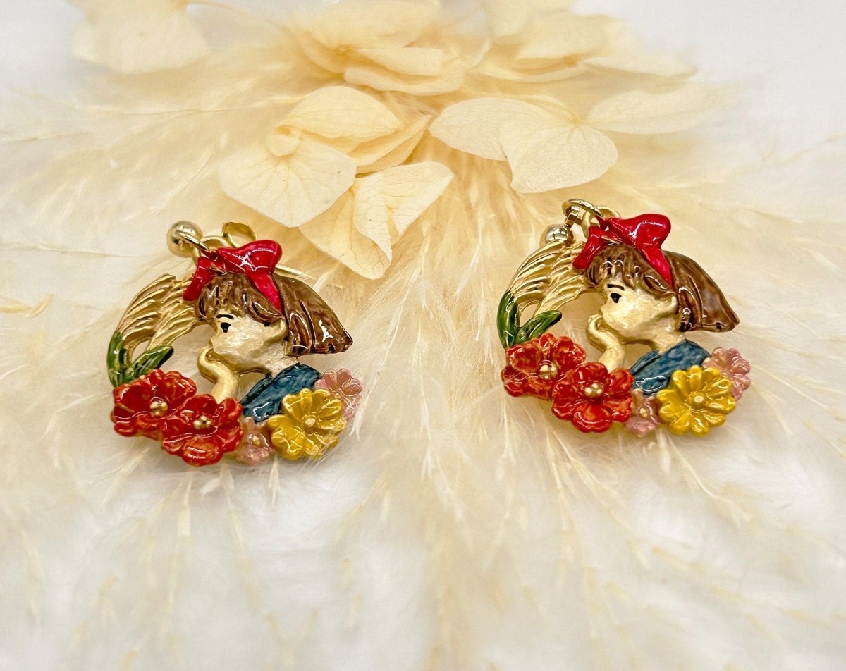 Official Ghibli Kiki Earrings • Kikis Delivery Service Handmade Earrings • Anime Japanese Jewelry - Kamaji Market
