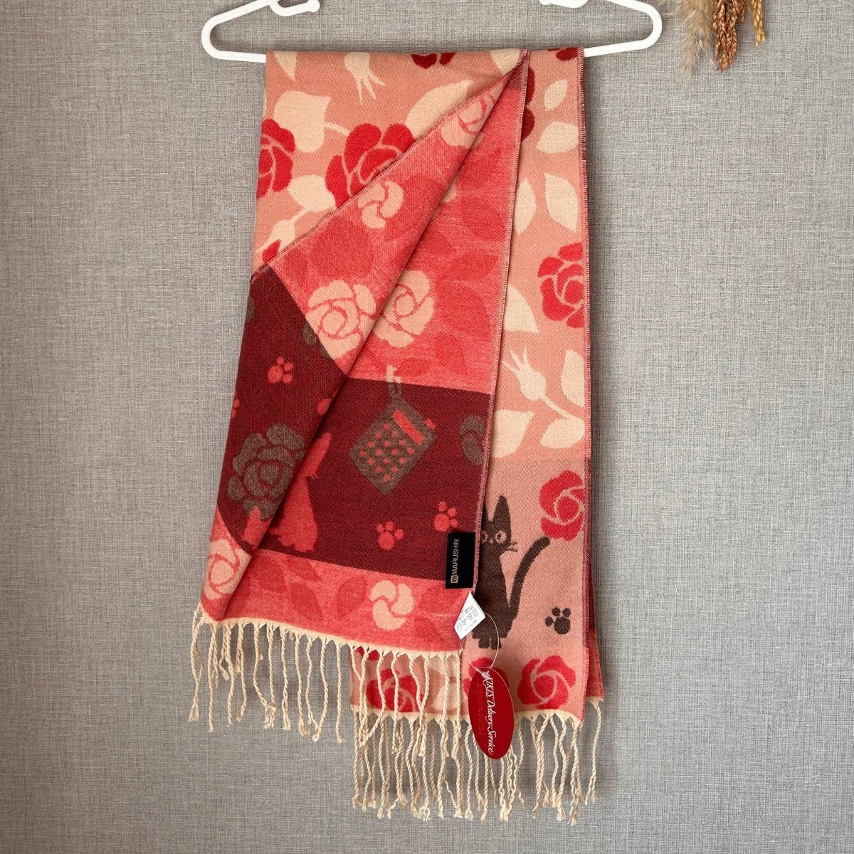 Official Ghibli Kiki Shoulder Shawl • Kikis Delivery Service Jacquard Stole/Scarf/Tippet/Cape/Put - on/Muffler • Jiji Gigi - Kamaji Market