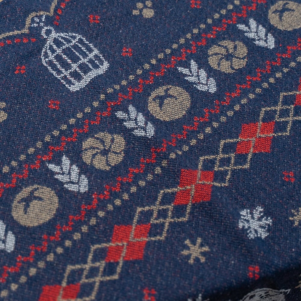 Official Ghibli Kikis Delivery Service 2025 • Blue, Gray Jacquard Stole with Jiji cat - Kamaji Market
