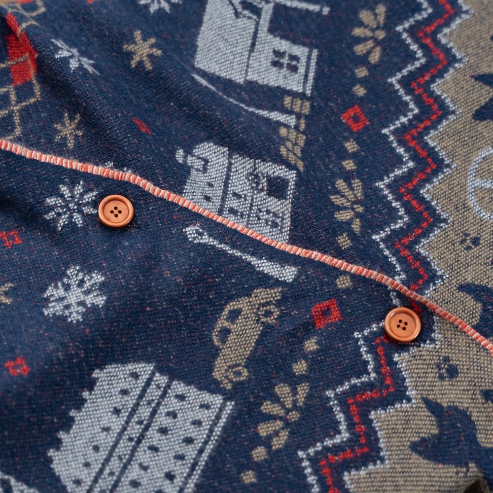 Official Ghibli Kikis Delivery Service 2025 • Blue, Gray Jacquard Stole with Jiji cat - Kamaji Market