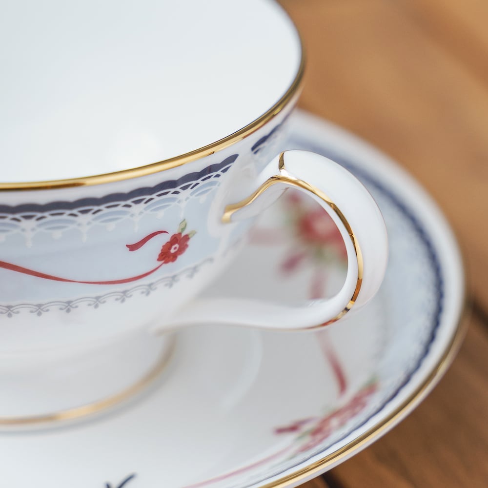 Official Ghibli Kikis Delivery Service Blue Tea Cup Set • Japanese Noritake Porcelain with Jiji - Kamaji Market