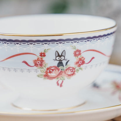 Official Ghibli Kikis Delivery Service Blue Tea Cup Set • Japanese Noritake Porcelain with Jiji - Kamaji Market