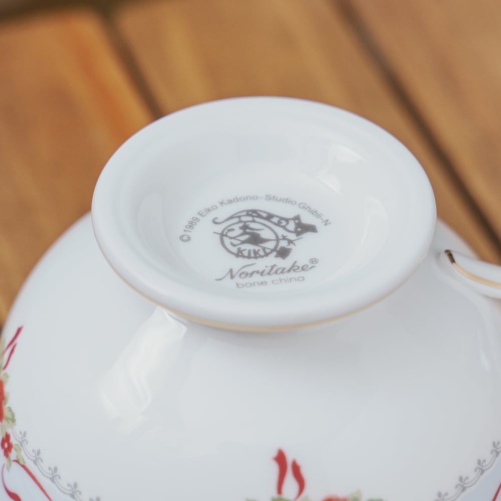 Official Ghibli Kikis Delivery Service Blue Tea Cup Set • Japanese Noritake Porcelain with Jiji - Kamaji Market