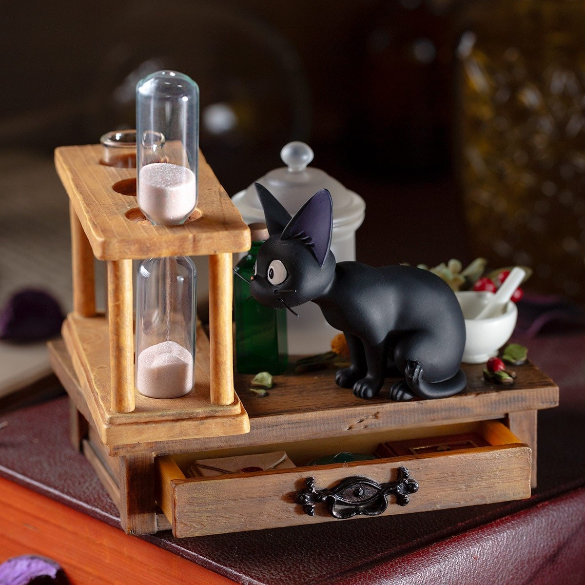 Official Ghibli Kikis Delivery Service Diorama/Clock • Jiji Cat Hourglass Sand Clock Interior Home Decor - Kamaji Market