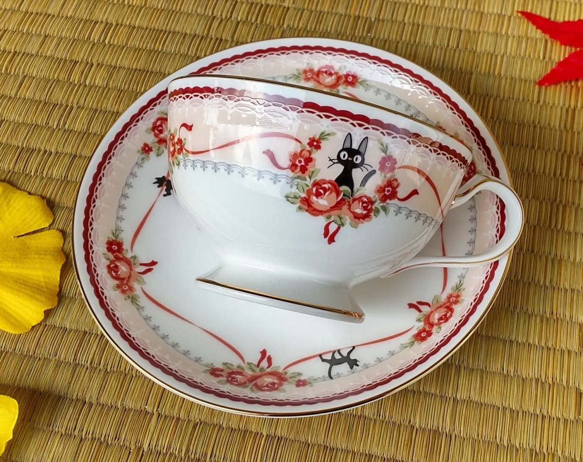 Official Ghibli Kikis Delivery Service Noritake Tea Cup Set • Japanese Bone China Dessert Plate • Ceramic Porcelain Jiji Gigi Tableware Gift - Kamaji Market