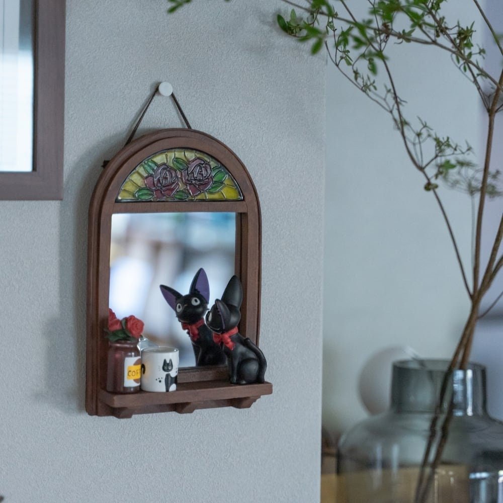 Official Ghibli Kikis Delivery Service Wall/Desk Mirror • Jiji on the Window Wall Hanging/Home Decor/Interior Diorama - Kamaji Market