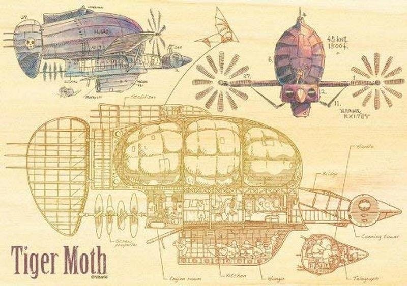 Official Ghibli Laputa Wooden Paper Theater • Diorama/Papercraft/Miniature/Home Decor • Castle in the Sky Anime Film Scene • Tiger Moth - Kamaji Market