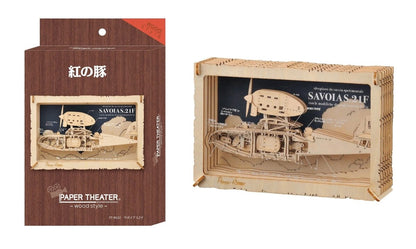 Official Ghibli Laputa Wooden Paper Theater • Diorama/Papercraft/Miniature/Home Decor • Castle in the Sky Anime Film Scene • Tiger Moth - Kamaji Market