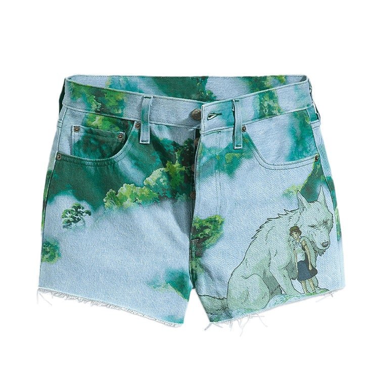 Official Ghibli Mononoke Denim Shorts • Princess Mononoke Clothes/Pants/Outfit/Wear/Bottom • San, Wolf Anime - Kamaji Market