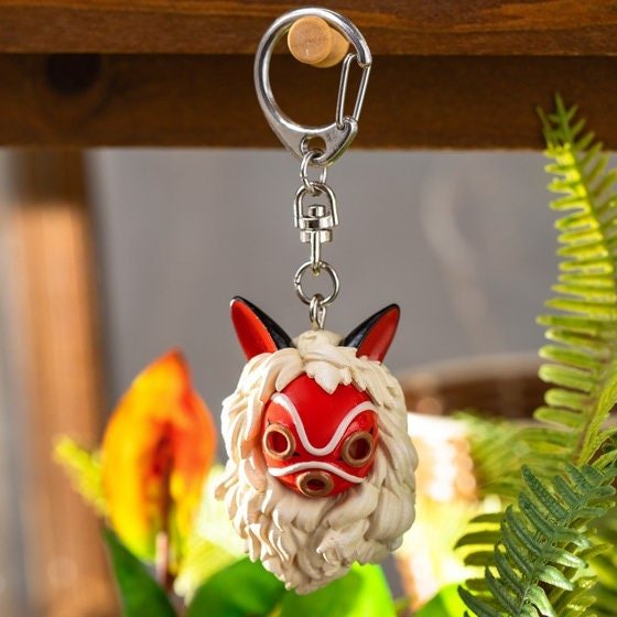 Official Ghibli Mononoke Keychain/Charm • Princess Mononoke Bag Decor/Pendant/Strap • San's Mask Kodama Anime - Kamaji Market