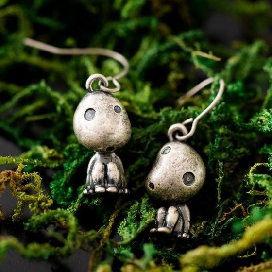 Official Ghibli Mononoke Kodama Earrings Set of 2 • Princess Mononoke Japanese Handmade Jewelry - Kamaji Market