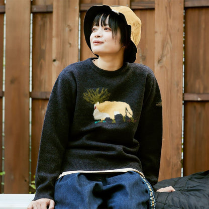 Official Ghibli Mononoke Sweater • Princesss Mononoke Pullover/Jumper/Winter Clothes • Shishigami Deer/Forest Spirit - Kamaji Market