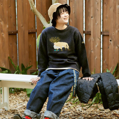 Official Ghibli Mononoke Sweater • Princesss Mononoke Pullover/Jumper/Winter Clothes • Shishigami Deer/Forest Spirit - Kamaji Market