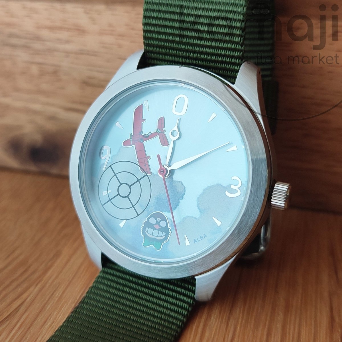 Official Ghibli Museum Porco Rosso Wrist Watch • Crimson Pig Japanese Anime Watches • ALBA SEIKO Limited to 300 - Kamaji Market