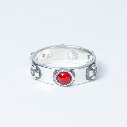 Official Ghibli Museum Silver Howls Ring Set • Howls Moving Castle Engraved Blue/Red Ring in Gift Box • Ghibli Museum Exclusive - Kamaji Market