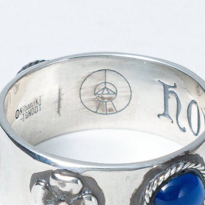 Official Ghibli Museum Silver Howls Ring Set • Howls Moving Castle Engraved Blue/Red Ring in Gift Box • Ghibli Museum Exclusive - Kamaji Market