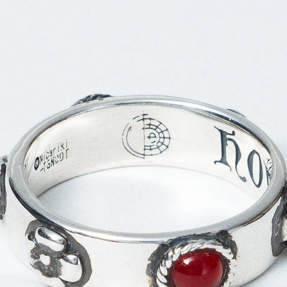 Official Ghibli Museum Silver Howls Ring Set • Howls Moving Castle Engraved Blue/Red Ring in Gift Box • Ghibli Museum Exclusive - Kamaji Market