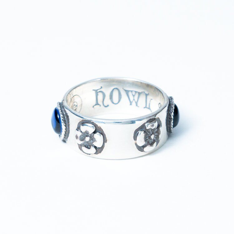 Official Ghibli Museum Silver Howls Ring Set • Howls Moving Castle Engraved Blue/Red Ring in Gift Box • Ghibli Museum Exclusive - Kamaji Market