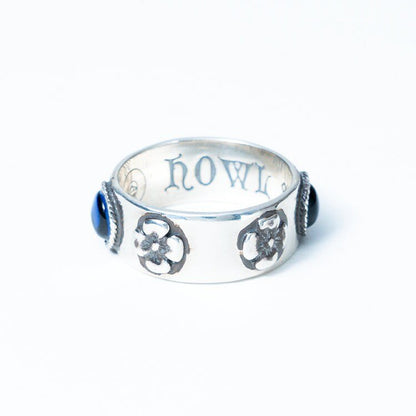 Official Ghibli Museum Silver Howls Ring Set • Howls Moving Castle Engraved Blue/Red Ring in Gift Box • Ghibli Museum Exclusive - Kamaji Market
