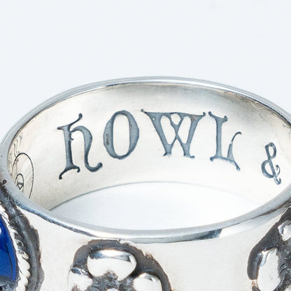 Official Ghibli Museum Silver Howls Ring Set • Howls Moving Castle Engraved Blue/Red Ring in Gift Box • Ghibli Museum Exclusive - Kamaji Market