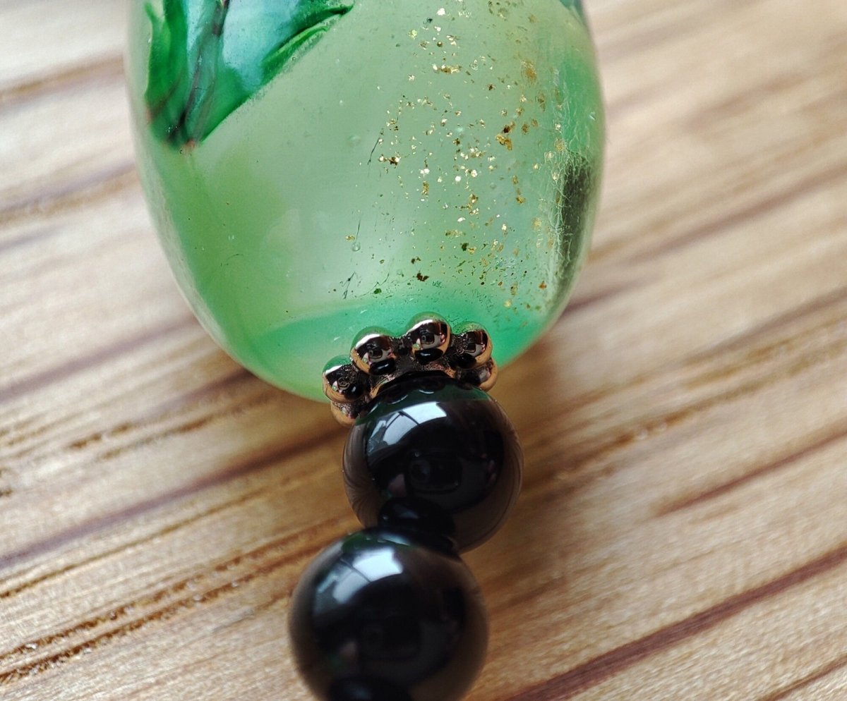 Official Ghibli Museum Totoro Bracelet • My Neighbor Totoro Handmade Glass Onyx Jewelry - Kamaji Market