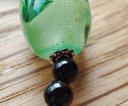 Official Ghibli Museum Totoro Bracelet • My Neighbor Totoro Handmade Glass Onyx Jewelry - Kamaji Market