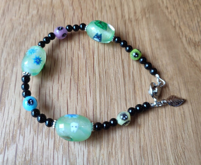 Official Ghibli Museum Totoro Bracelet • My Neighbor Totoro Handmade Glass Onyx Jewelry - Kamaji Market