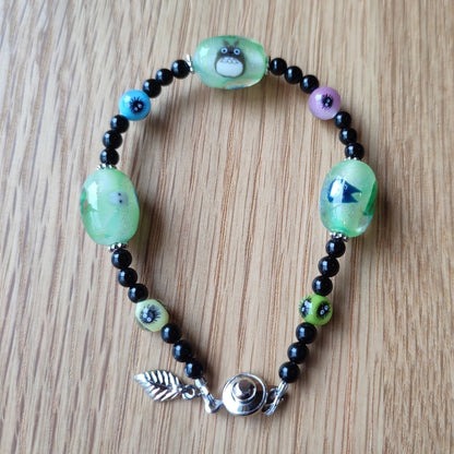 Official Ghibli Museum Totoro Bracelet • My Neighbor Totoro Handmade Glass Onyx Jewelry - Kamaji Market