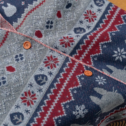 Official Ghibli My Neighbor Totoro Shawl 2025 • Blue, Gray Jacquard Stole with Totoro, Catbus - Kamaji Market