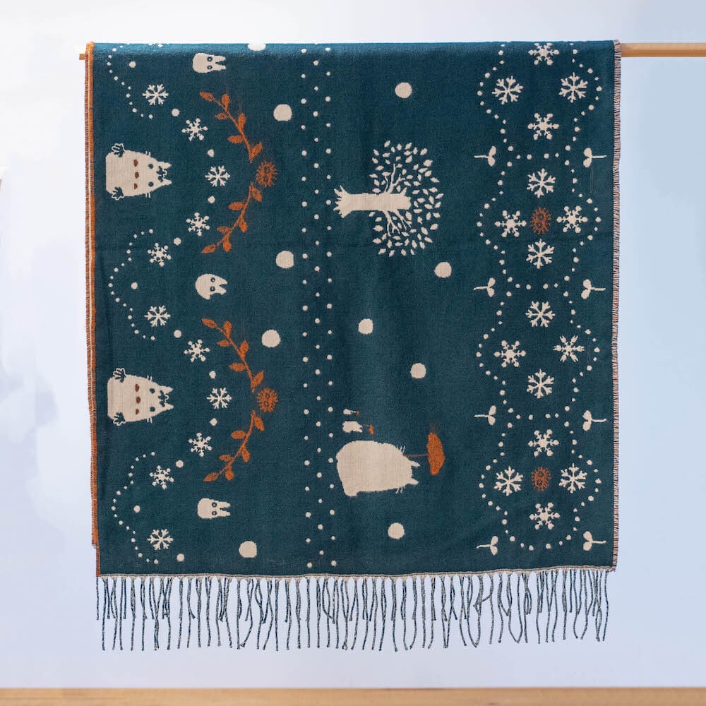 Official Ghibli My Neighbor Totoro Shoulder Shawl • Jacquard Stole/Scarf/Muffler with Catbus - Kamaji Market