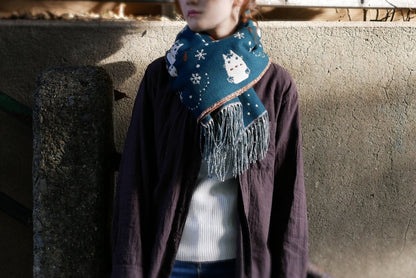 Official Ghibli My Neighbor Totoro Shoulder Shawl • Jacquard Stole/Scarf/Muffler with Catbus - Kamaji Market