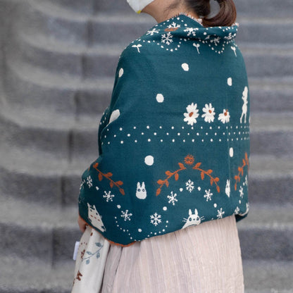 Official Ghibli My Neighbor Totoro Shoulder Shawl • Jacquard Stole/Scarf/Muffler with Catbus - Kamaji Market