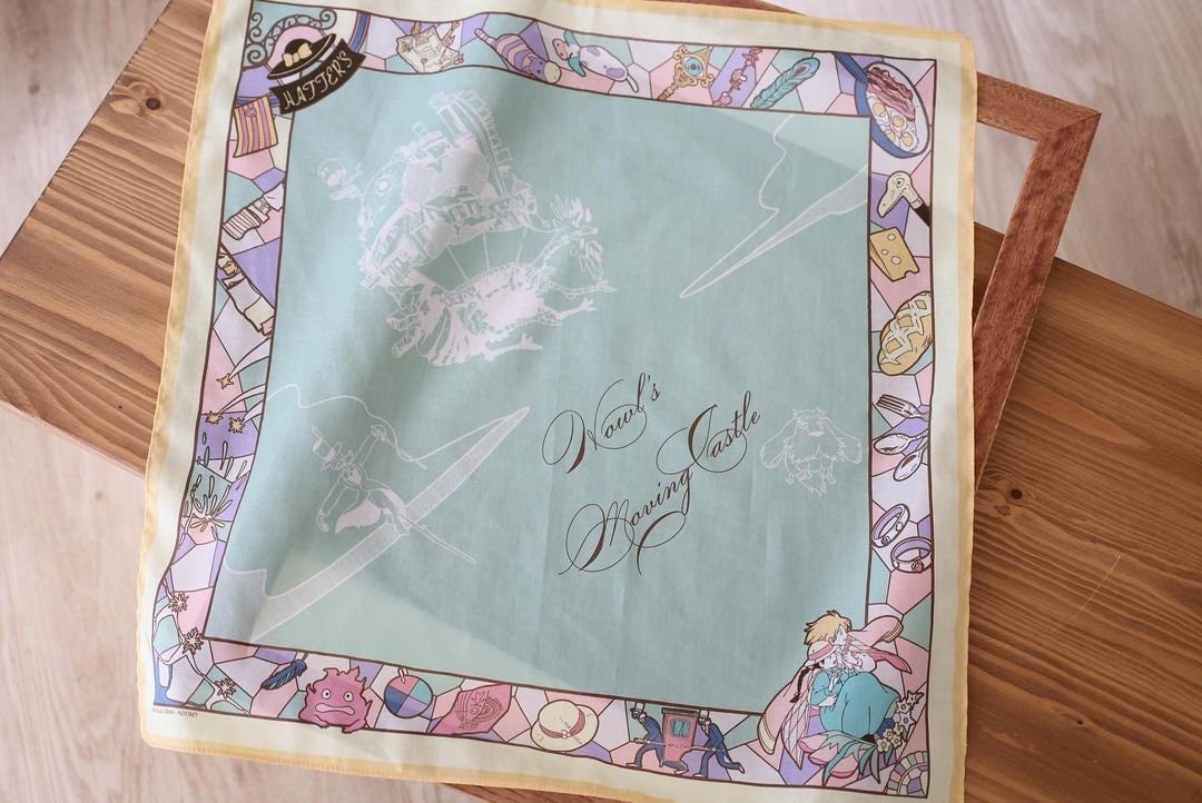 Official Ghibli Neckerchief/Bandana/Handkerchief • Totoro/Kikis Delivery/Howls Moving Castle/Laputa Scarf/Tapestry/Decor/Stained Glass Gift - Kamaji Market