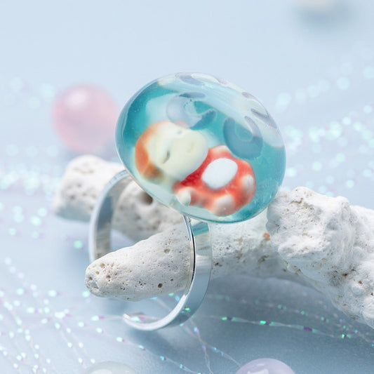 Official Ghibli Ponyo Among the Jellyfish Ring • Ponyo on the Cliff Japanese Anime Jewelry - Kamaji Market