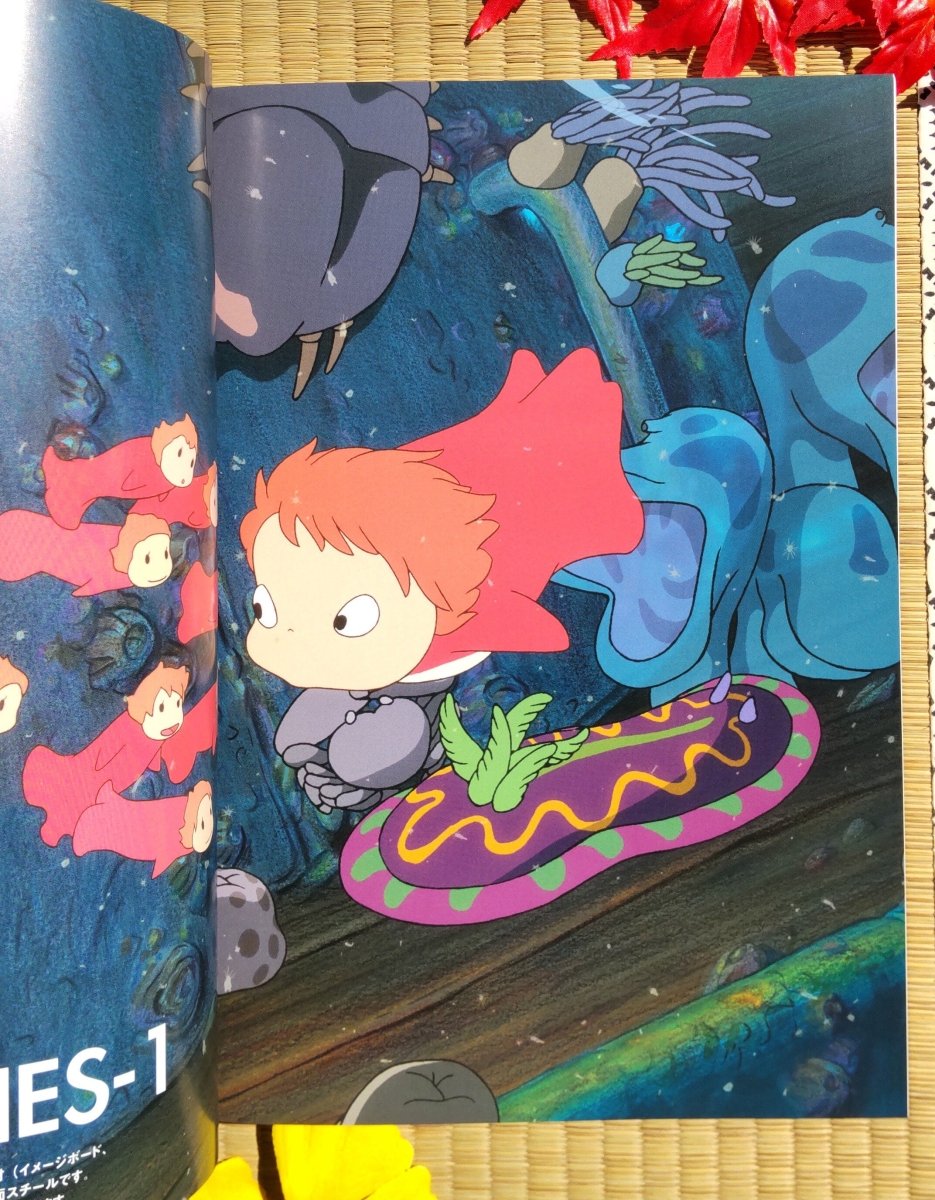 Official Ghibli Ponyo Artbook • Ponyo on the Cliff by the Sea Japanese Painting Art Book - Kamaji Market