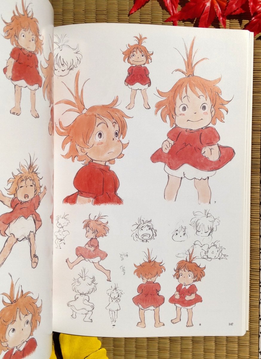 Official Ghibli Ponyo Artbook • Ponyo on the Cliff by the Sea Japanese Painting Art Book - Kamaji Market