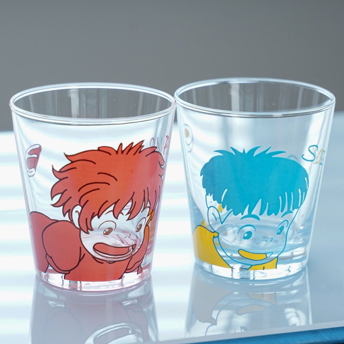 Official Ghibli Ponyo on the Cliff Pair of Glasses • Ponyo & Sosuke cups - Kamaji Market