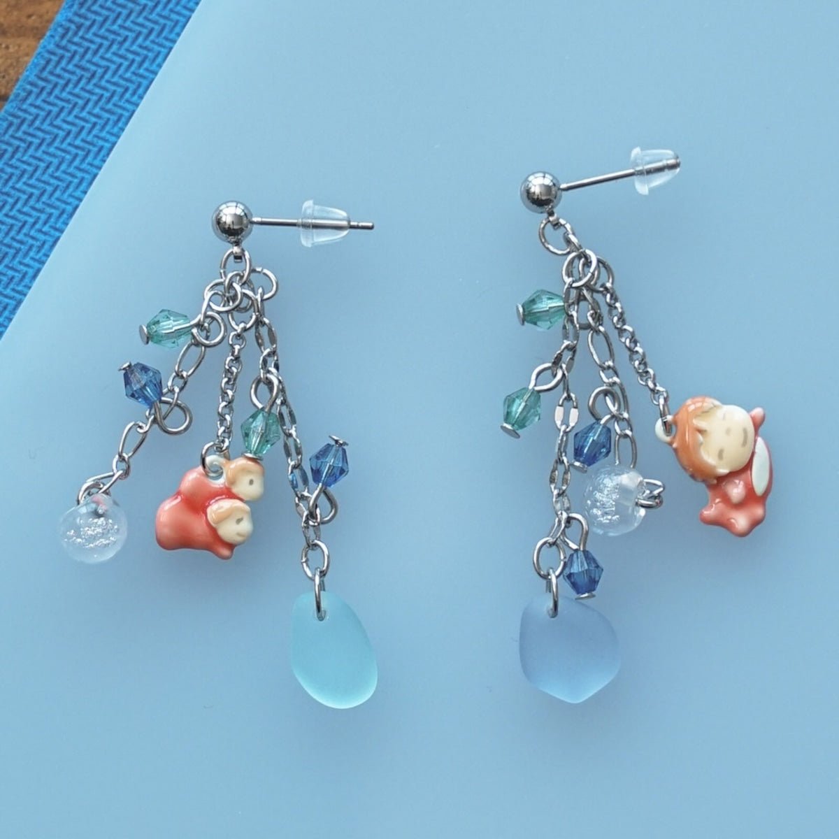 Official Ghibli Ponyo Swaying Earrings • Ponyo on the Cliff Japanese Anime Jewelry - Kamaji Market