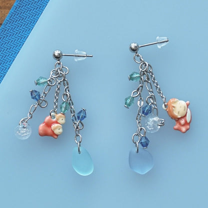 Official Ghibli Ponyo Swaying Earrings • Ponyo on the Cliff Japanese Anime Jewelry - Kamaji Market